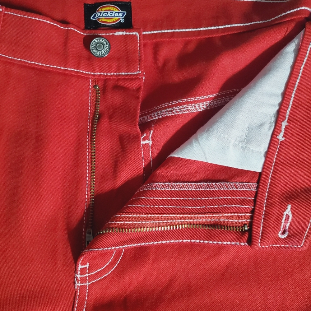 Dickies Juniors Carpenter Pants Size 3/26 Red High Rise Straight leg Jeans - Picture 9 of 13